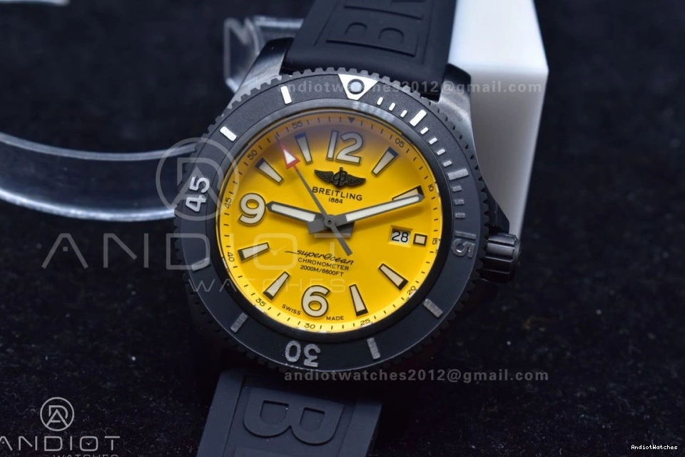 Bezel 1:1 Edition GoAnywhere Rubber on Black A Yellow 44 Dial Best Strap TF Automatic 1175 Superocean Black 0322